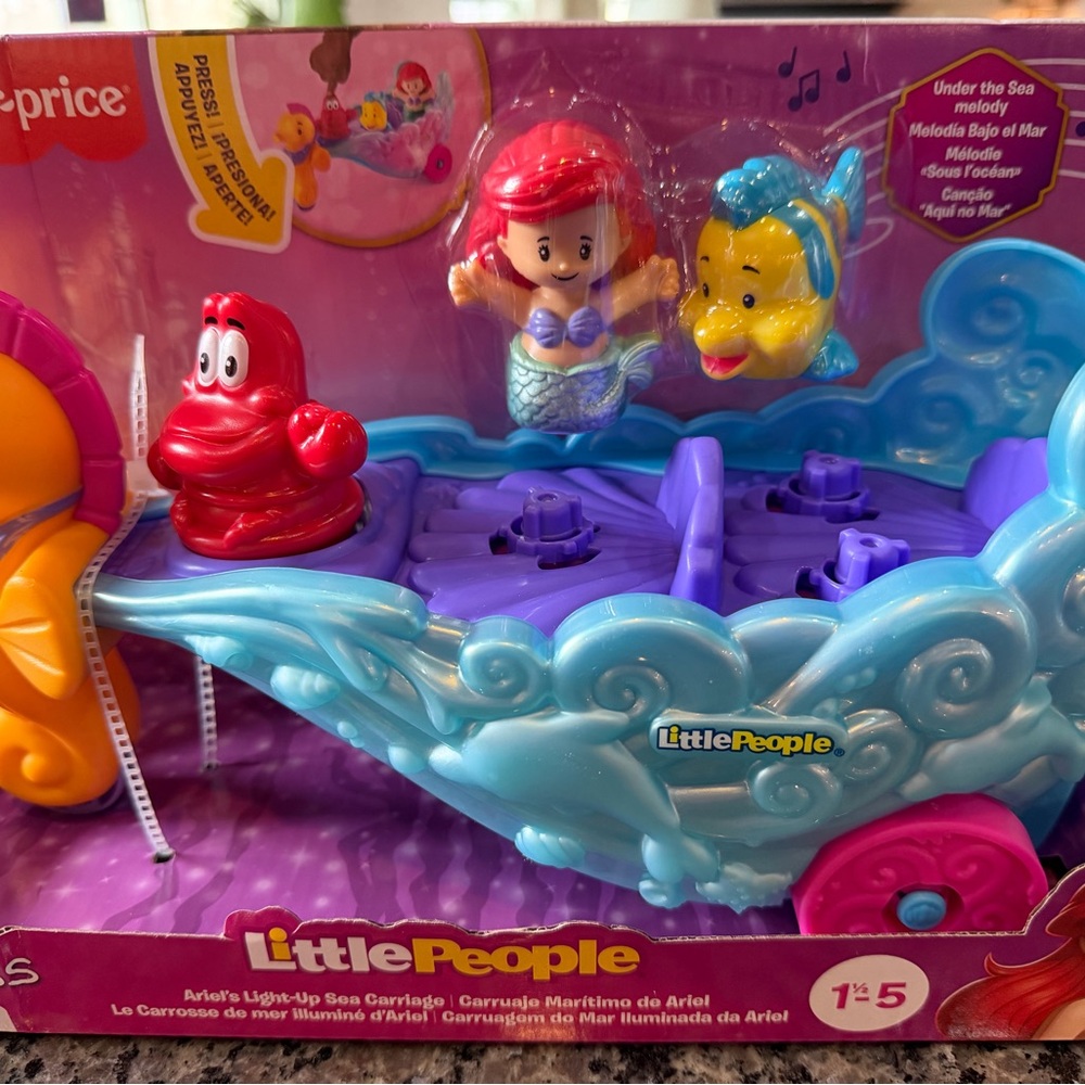 Fisher-Price Little People Ariel Sea Carriage – Pink, Blue & Purple